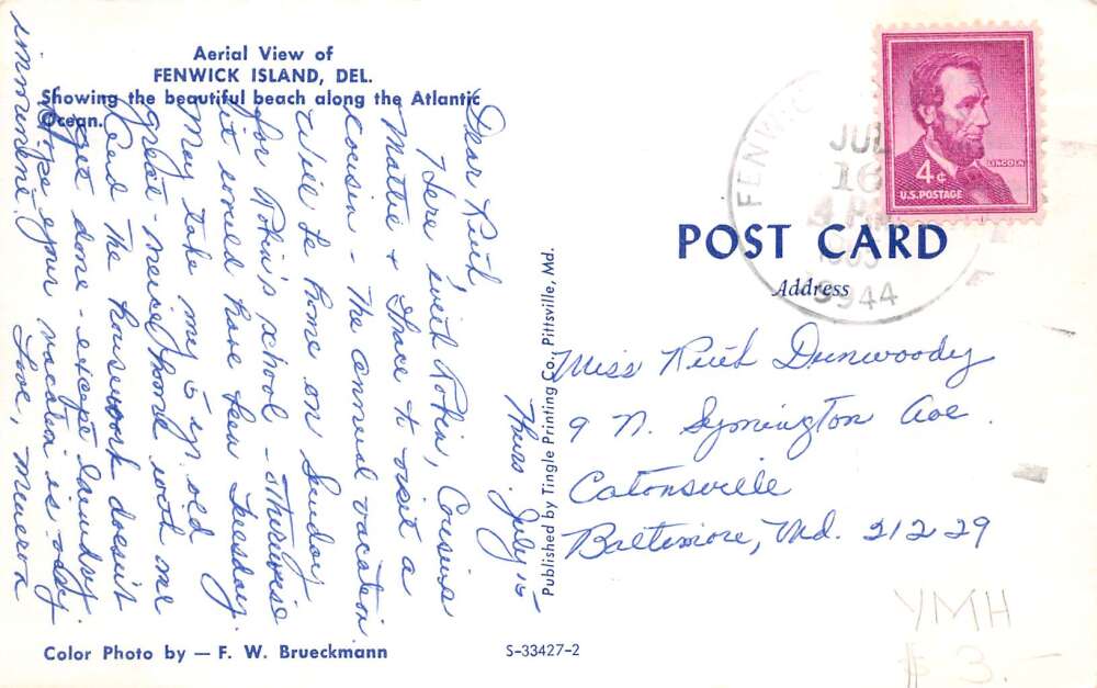 Fenwick Island Delaware Aerial View Vintage Postcard AA105580 - Image 2