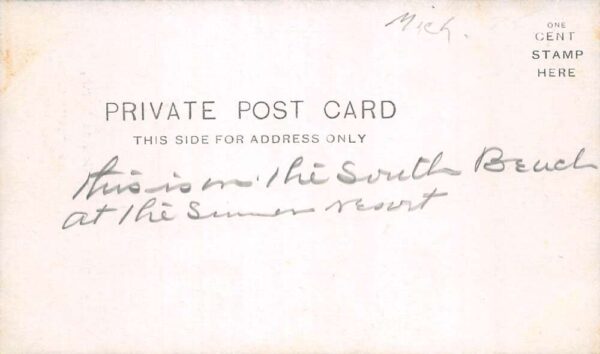 Pentwater Michigan Oceana Beach Men on Stairs Vintage Postcard AA105586 - Image 2