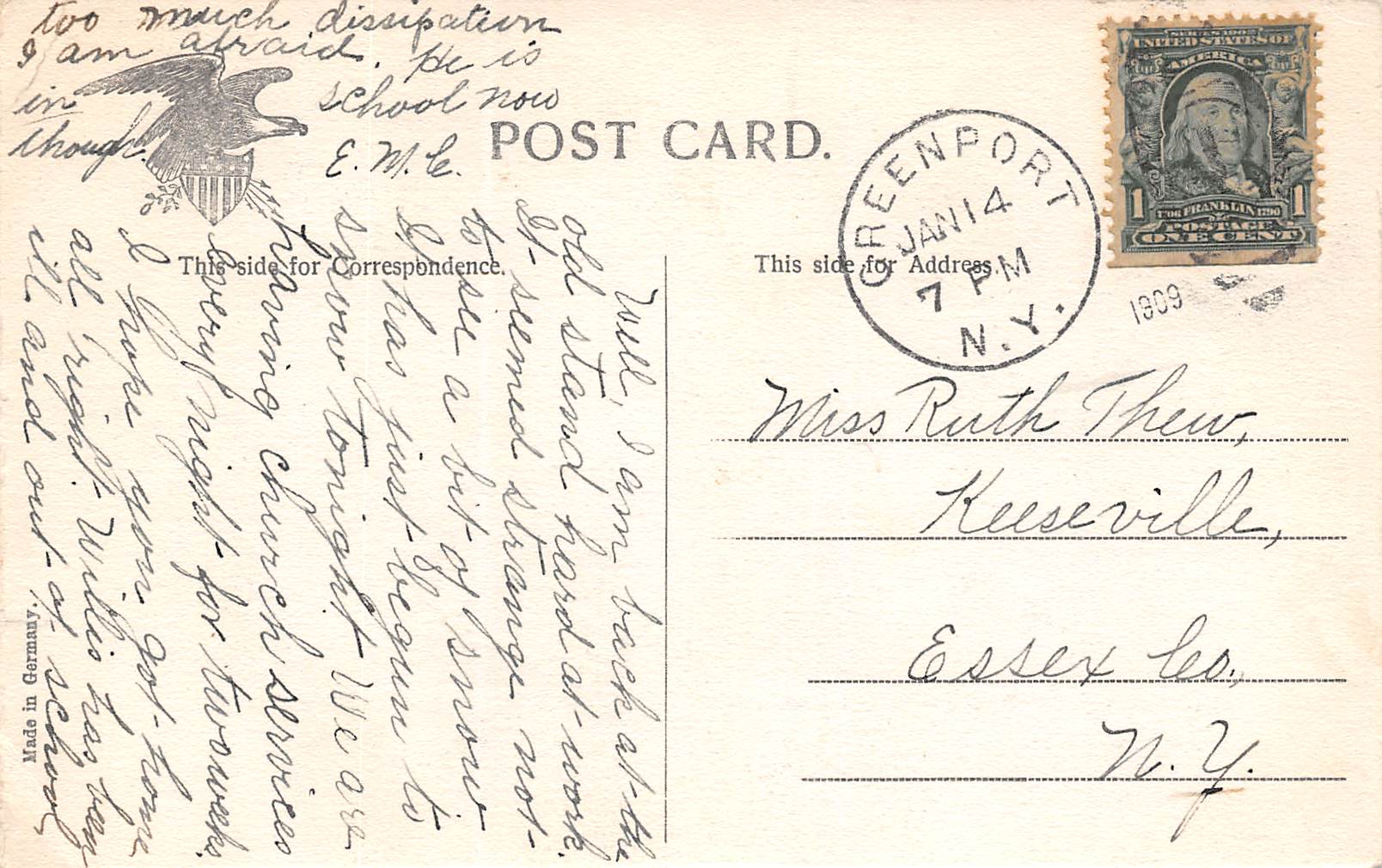 Long Island New York Moore's Lane, Greenport, Vintage Postcard U19839 - Image 2