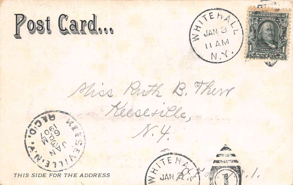 Whitehall New York Central School Building, Undivided Back, Vintage PC U19853 - Image 2