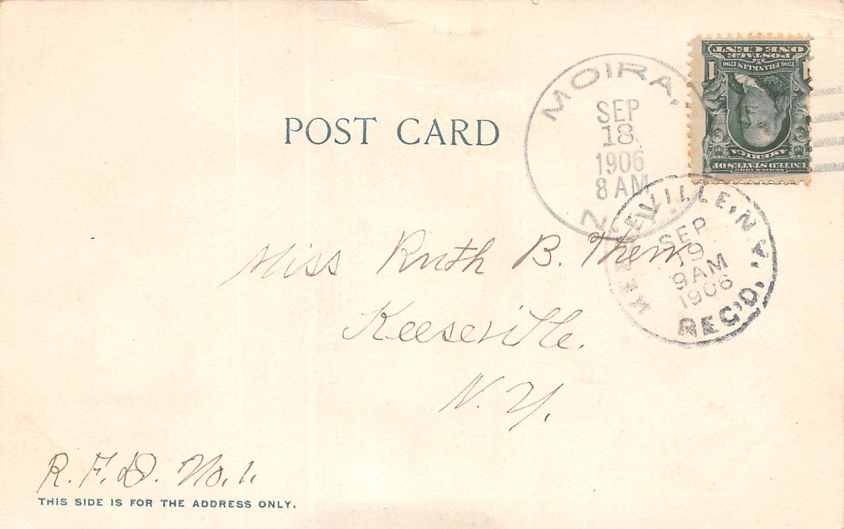 Moira New York Lawrence Hotel, Undivided Back, Vintage Postcard U19857 - Image 2