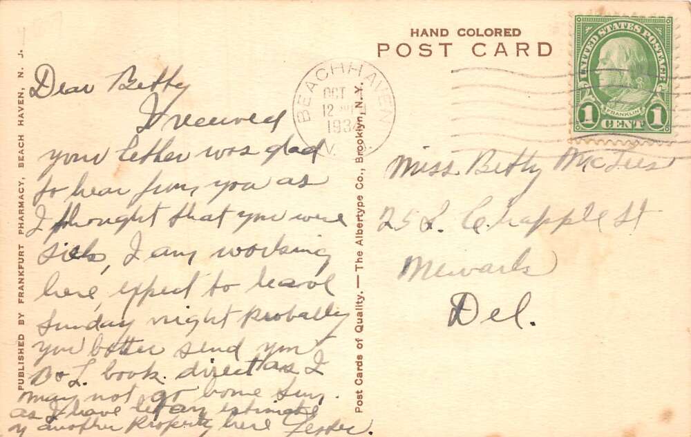 Beach Haven New Jersey Camp Fire on Beach Scenic View Vintage Postcard AA85868 - Image 2