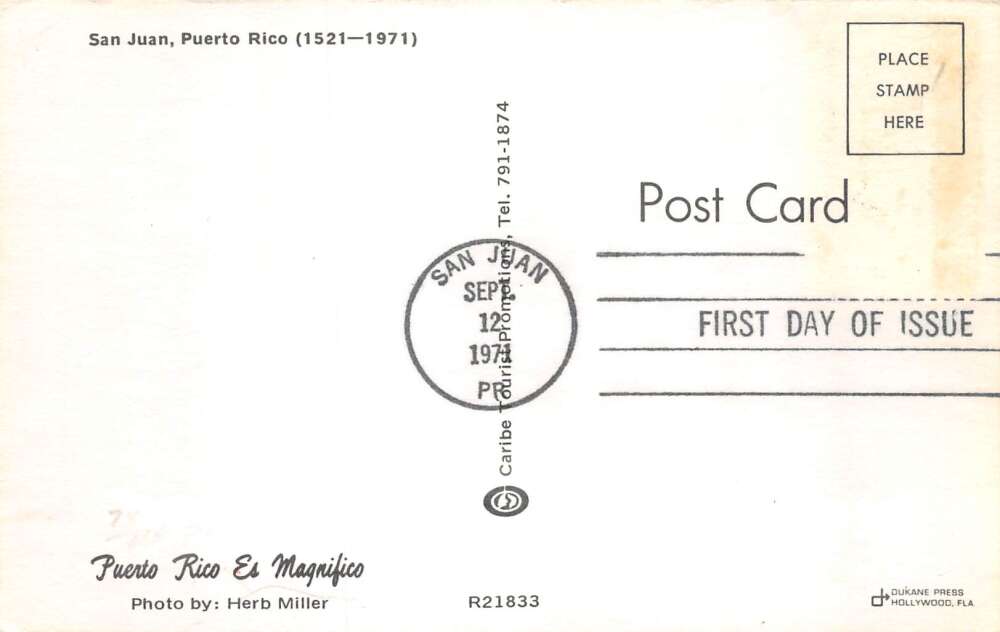 San Juan Puerto Rico 450th Anniversary Map View Vintage Postcard AA85877 - Image 2