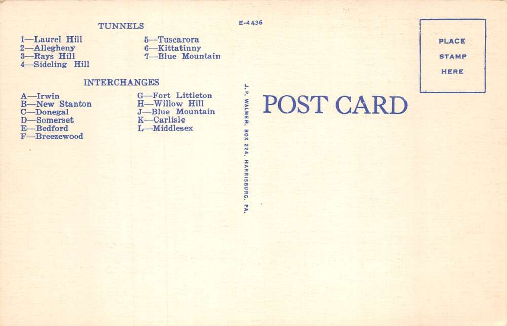 Pennsylvania Turnpike Pittsburgh to Harrisburg Tunnels Map Postcard AA85879 - Image 2