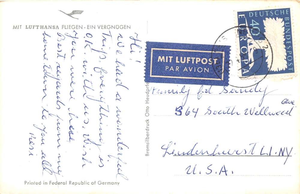 Lufthansa Airlines Passengers Disembarking Airplane Real Photo PC AA85952 - Image 2