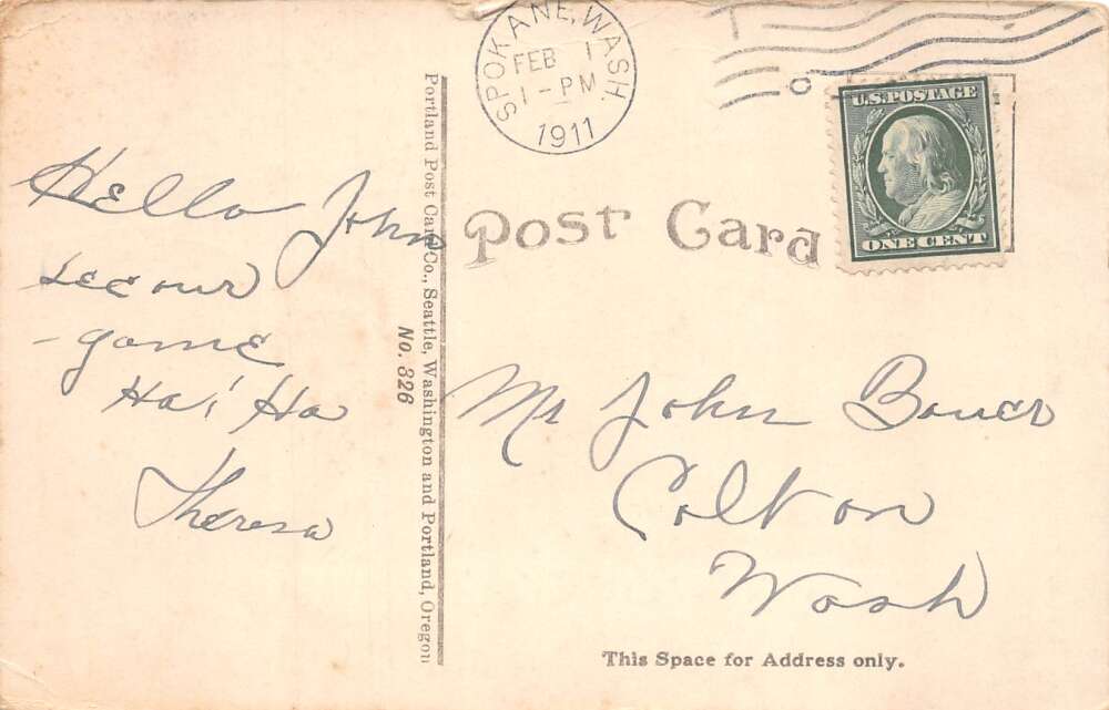 Spokane Washington Big Game Hunting Hunter with Bear Vintage Postcard AA85965 - Image 2