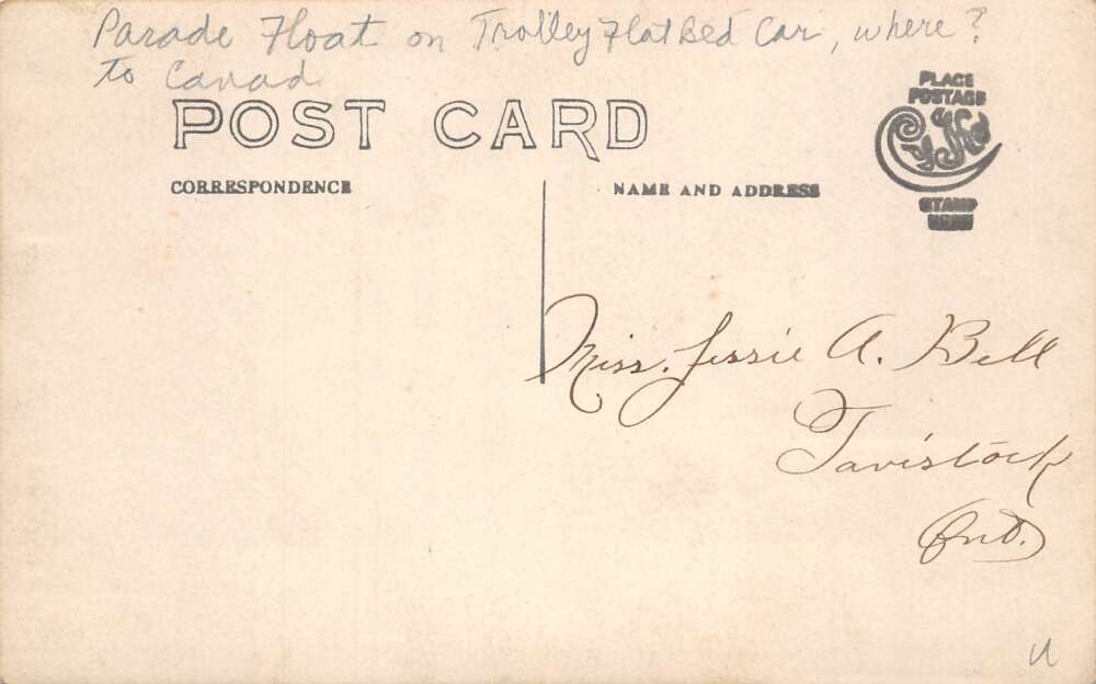 Tavistock Ontario Canada ? Police on Parade Float Real Photo Postcard AA105291 - Image 2