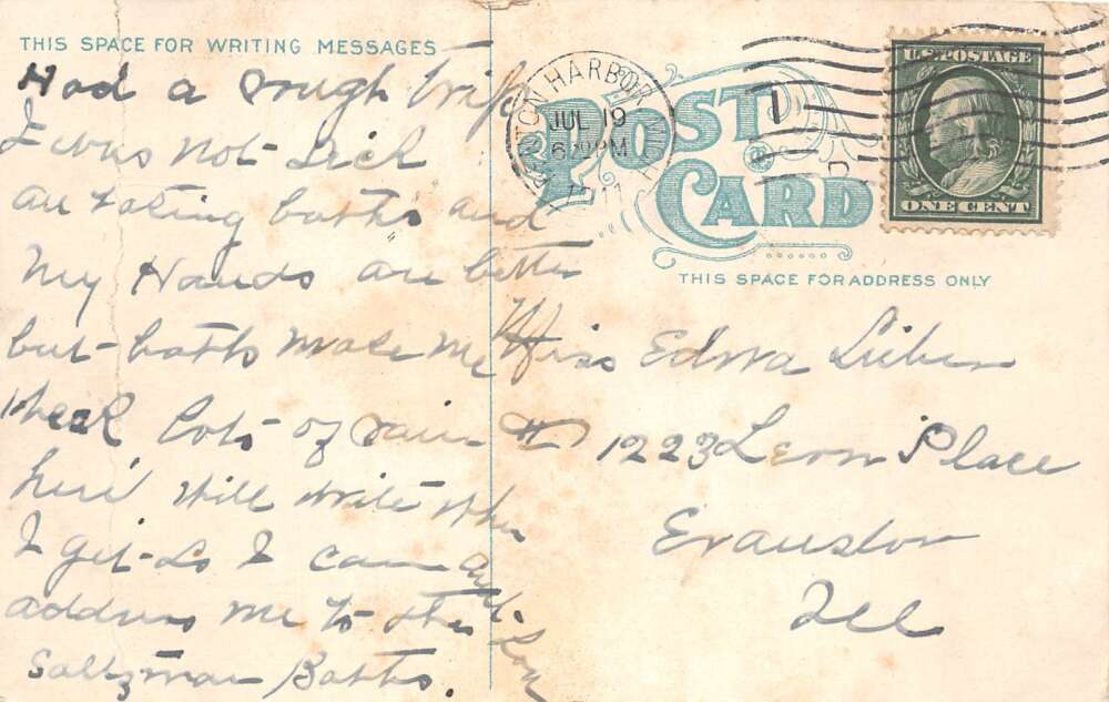 Benton Harbor Michigan Saltzman Mineral Baths and Hotel Postcard AA105341 - Image 2