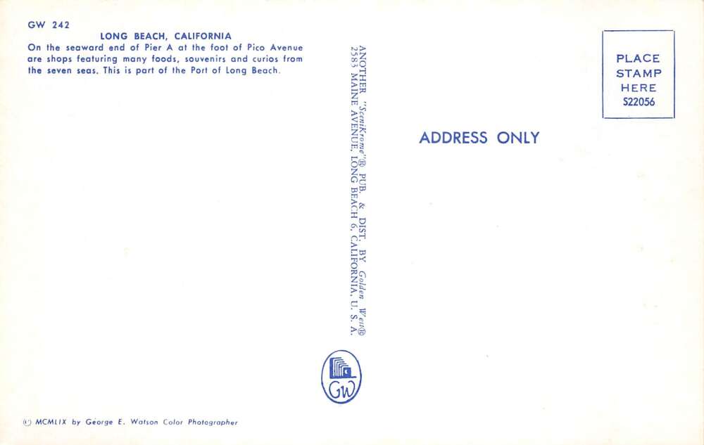 Long Beach California Pier A Souvenir Shops Vintage Postcard AA105360 - Image 2