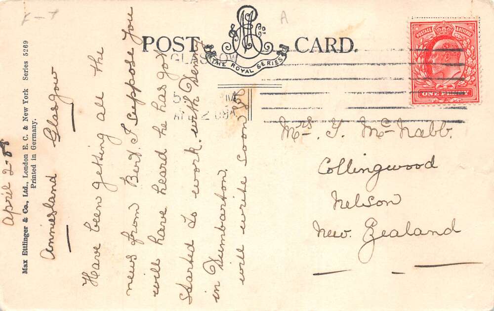 Greetings Hands Across the Sea US and UK Flags Vintage Postcard AA105682 - Image 2