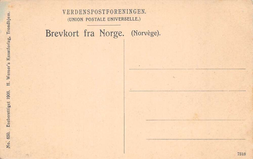 Trondhjem Norway Fossestuen Vintage Postcard AA105692 - Image 2