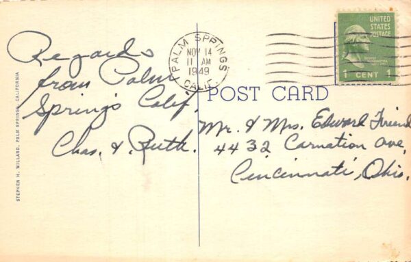 Palm Springs California Andreas Road Drug Store Vintage Postcard AA105726 - Image 2