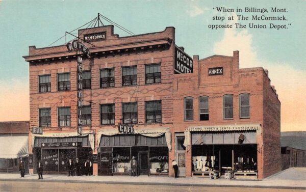 Billings Montana Hotel McCormick Cafe Bar Arcade Vintage Postcard AA105744