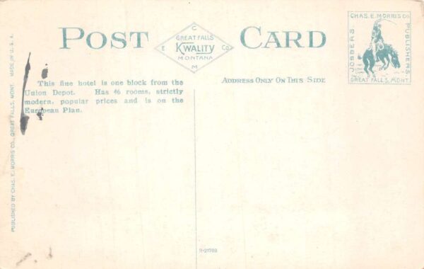Billings Montana Hotel McCormick Cafe Bar Arcade Vintage Postcard AA105744 - Image 2