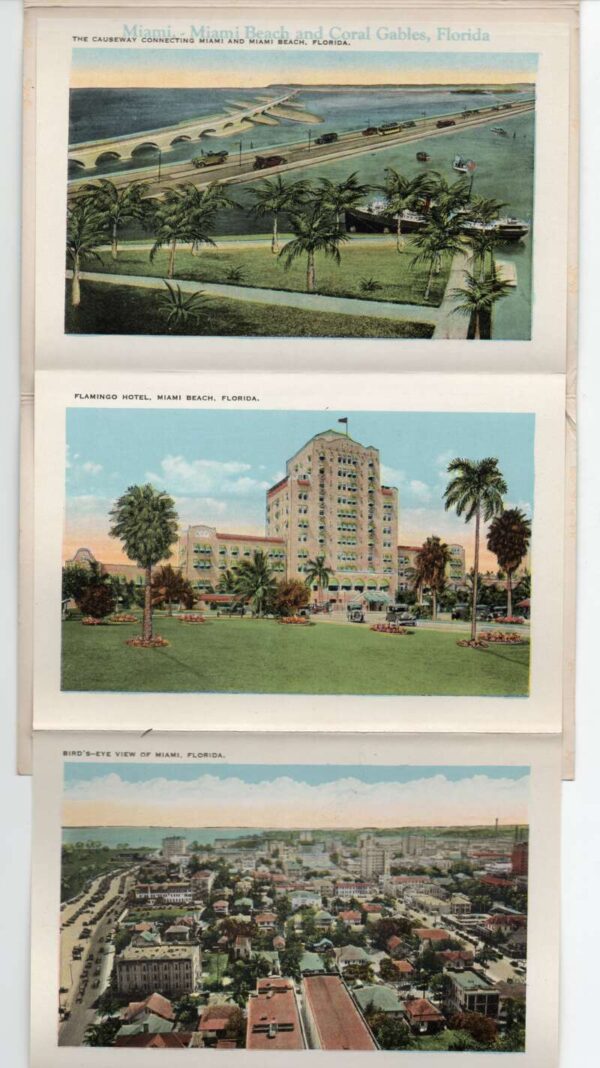 Miami Miami Beach Coral Gables Florida 27 Views Vintage Postcard Folder AA105750 - Image 2