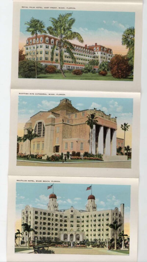 Miami Miami Beach Coral Gables Florida 27 Views Vintage Postcard Folder AA105750 - Image 3