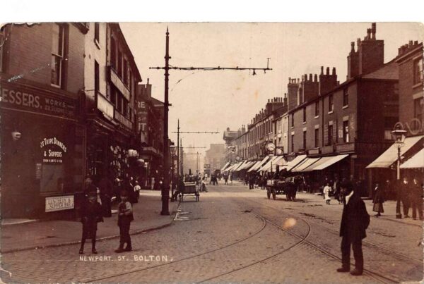 Bolton England Newport Street Real Photo Vintage Postcard AA105755