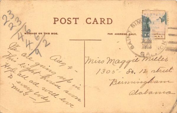 St Simons Island Georgia Lighthouse Vintage Postcard AA105761 - Image 2