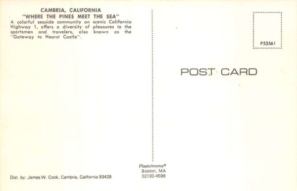 Cambria California Business District Shell Gas Station Vintage Postcard AA105779 - Image 2