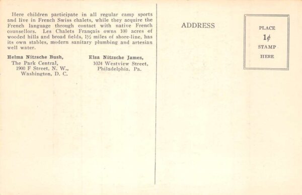 Deer Isle Penobscot Bay Maine Les Chalets Francais Girls Camp Postcard AA105784 - Image 2