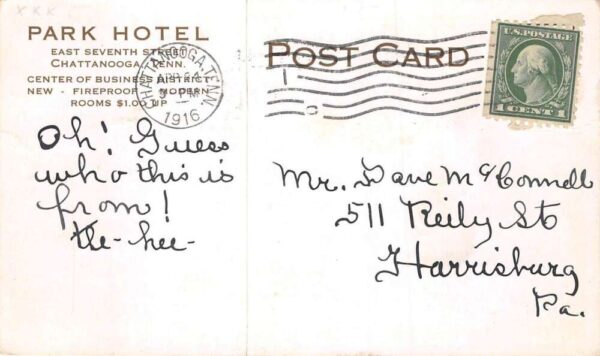 Chattanooga Tennessee Park Hotel Vintage Postcard AA105792 - Image 2