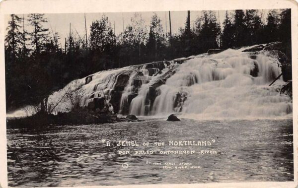 Ontonagon River Michigan Don Falls Scenic View Real Photo Postcard AA105812