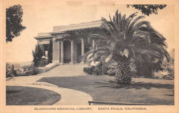 Santa Paula California Blanchard Memorial Library Vintage Postcard AA105816