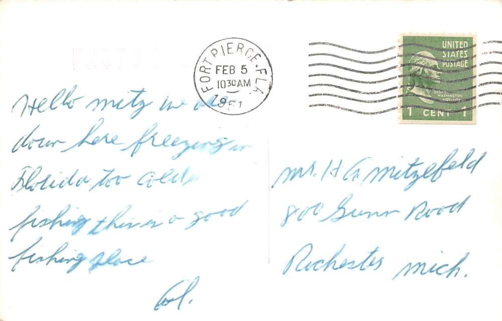 Fort Pierce Florida Fishing at Sunrise Smoking Pipe Real Photo Postcard AA105898 - Image 2