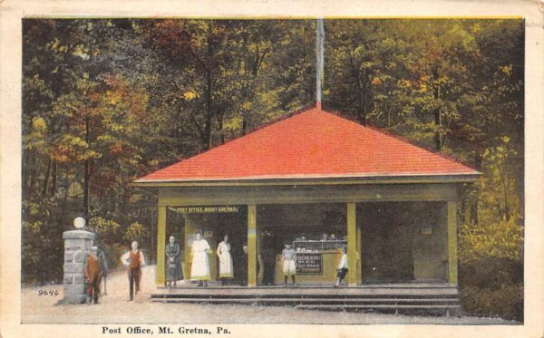 Mt Gretna Pennsylvania Post Office and Chocolate Vintage Postcard AA105993