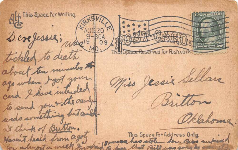 Kirksville Maryland State Normal School College Girl Vintage Postcard AA106037 - Image 2