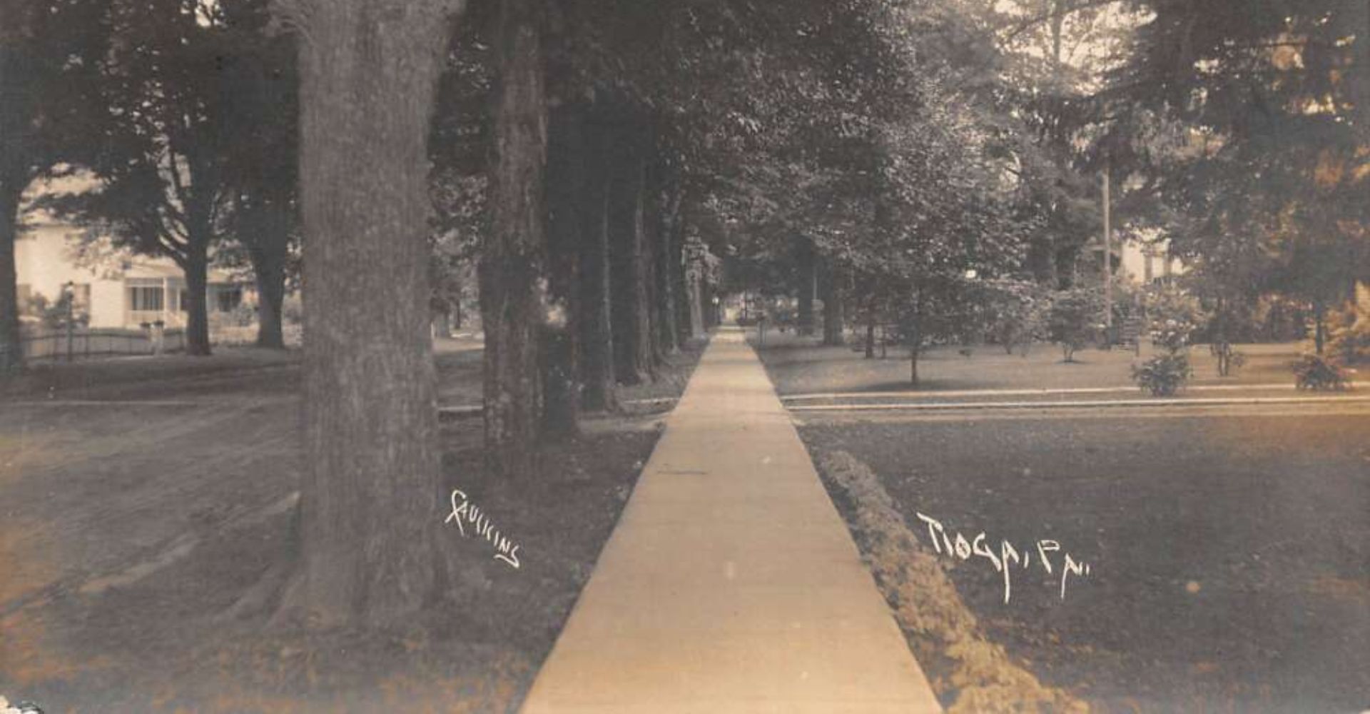 vintage postcard of walkway