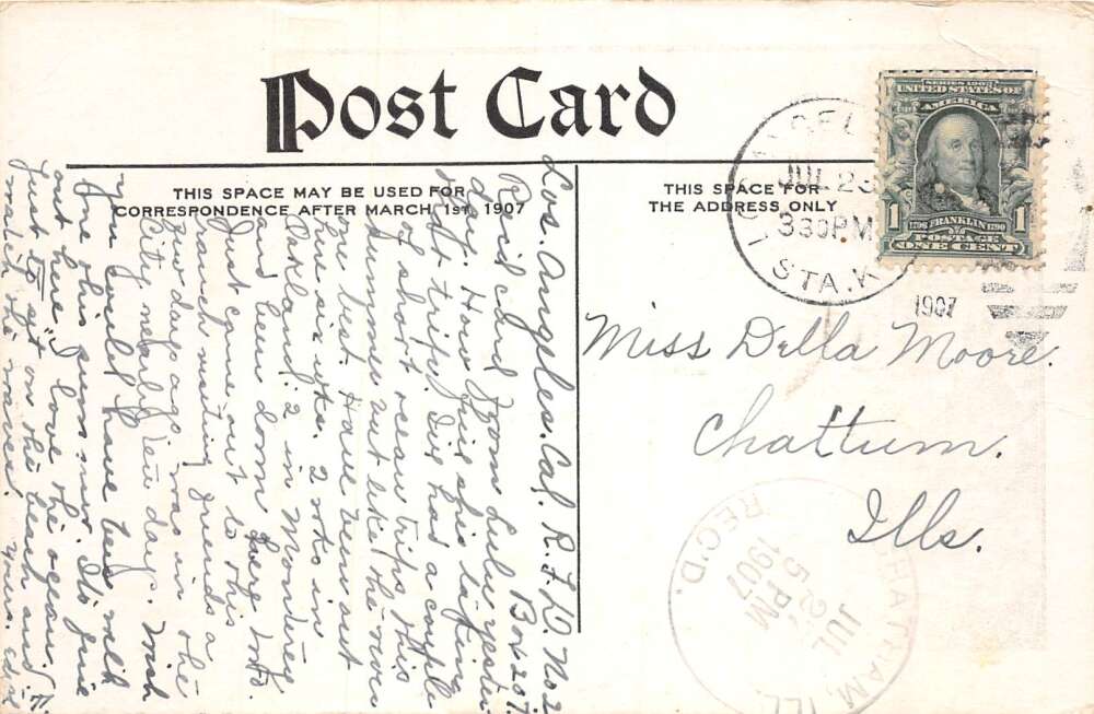 Long Beach California 1907 LA Times Thermometer Vintage Postcard AA80478 - Image 2