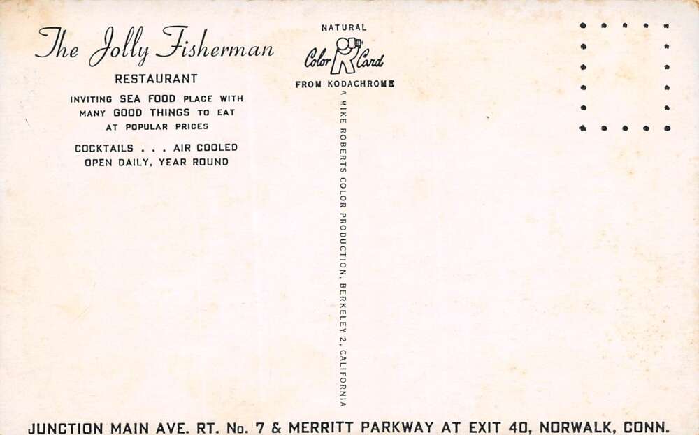 Norwalk Connecticut The Jolly Fisherman Restaurant, Chrome, Vintage PC U16675 - Image 2