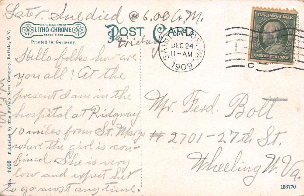 Saint Mary's Pennsylvania Saint Mary's Tannery, Color Lithograph PC U16681 - Image 2