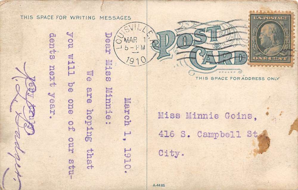 Louisville Kentucky Bryant & Stratton Business College, Vintage PC U16688 - Image 2