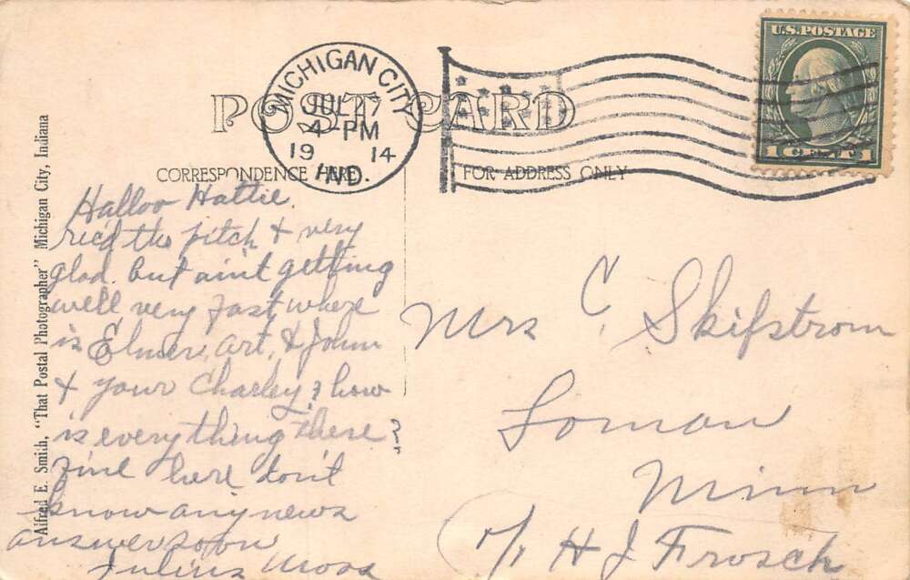 Michigan City Indiana An Old Landmark Real Photo Vintage Postcard AA80784 - Image 2