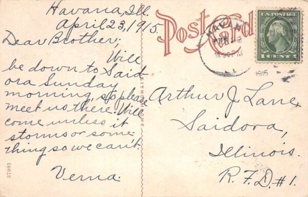 Havana Illinois National Bank Vintage Postcard AA80812 - Image 2