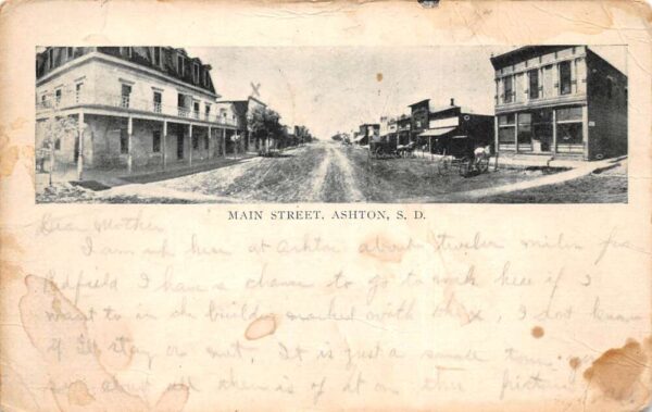 Ashton South Dakota Main Street Vintage Postcard AA80813