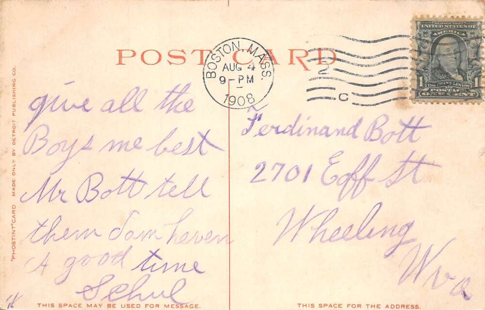Boston Massachusetts Boston Light Ship Vintage Postcard AA80842 - Image 2