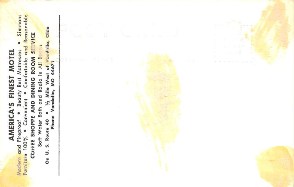 Vandalia Missouri Yendes Motel Room Interior Real Photo Postcard AA80862 - Image 2