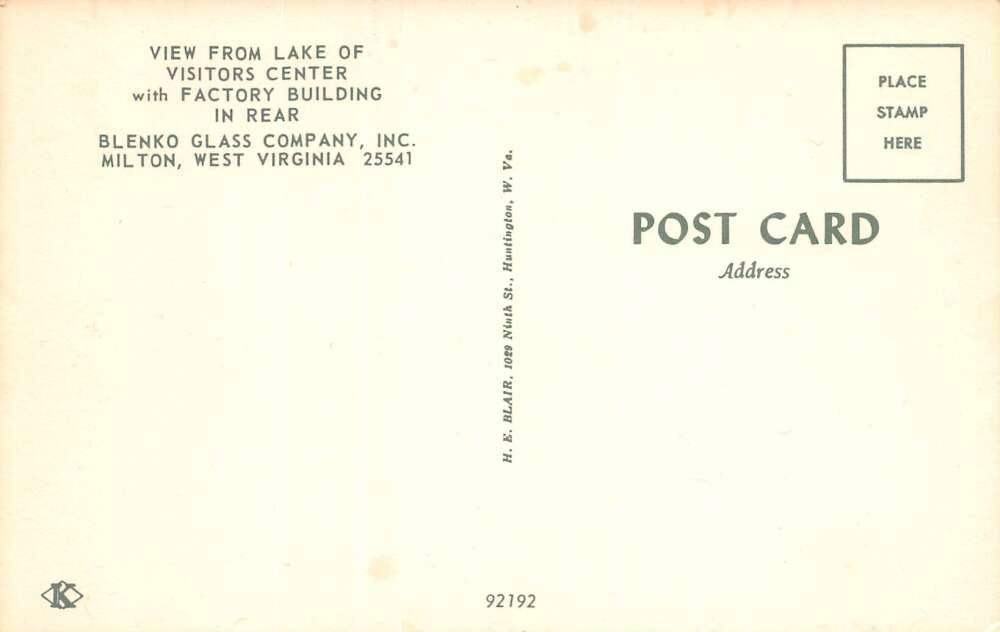 Milton West Virginia Blenko Glass Co., Visitor's Center & Lake, PC U16900 - Image 2