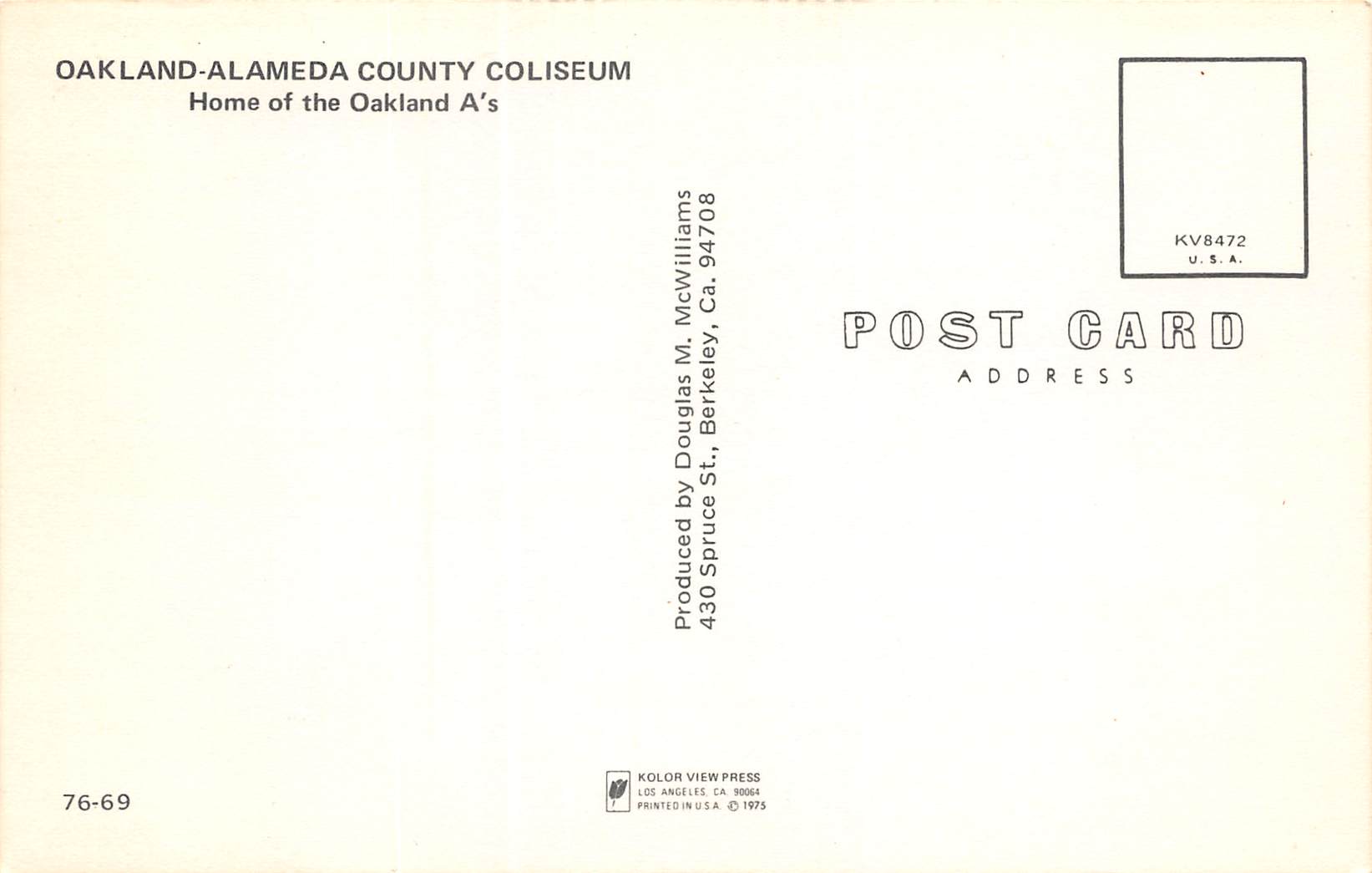 Oakland California Oakland Alameda County Coliseum, Vintage Postcard U16973 - Image 2