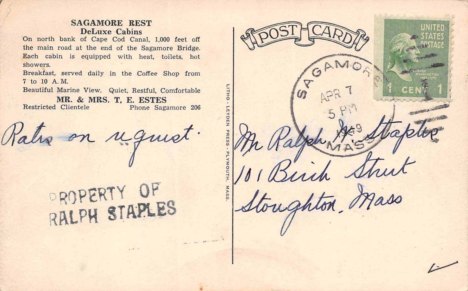 Sagamore Massachusetts Sagamore Rest Cabins, B/W Photo Print Vintage PC U17012 - Image 2