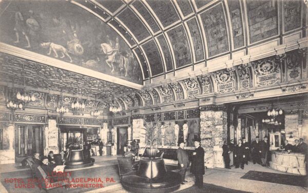 Philadelphia Pennsylvania Lobby, Hotel Walton, Rotograph Co., Vintage PC U17078