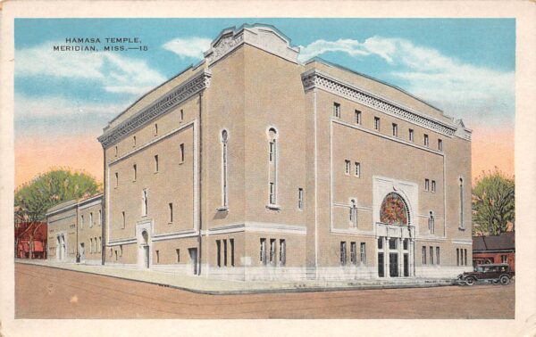 Meridian Mississippi Hamasa Temple, White Border, Vintage Postcard U17089