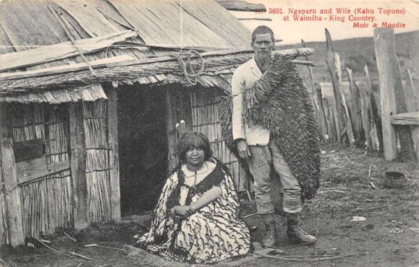 Waimiha New Zealand Ngaparu Man and Wife Maori Vintage Postcard AA81154