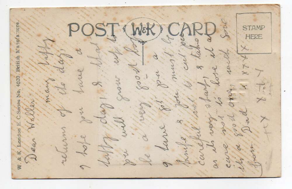 Birthday Greetings Fold out Note Black Cat Swastika Vintage Postcard AA81158 - Image 2