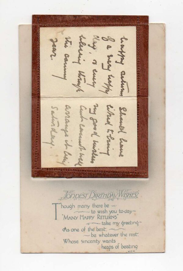 Birthday Greetings Fold out Note Black Cat Swastika Vintage Postcard AA81158 - Image 4