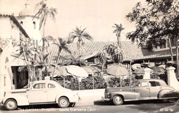 Santa Barbara California Tea Garden from Street Real Photo Postcard AA81174