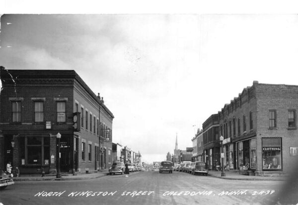 Caledonia Minnesota North Kingston Street Real Photo Vintage Postcard AA81176